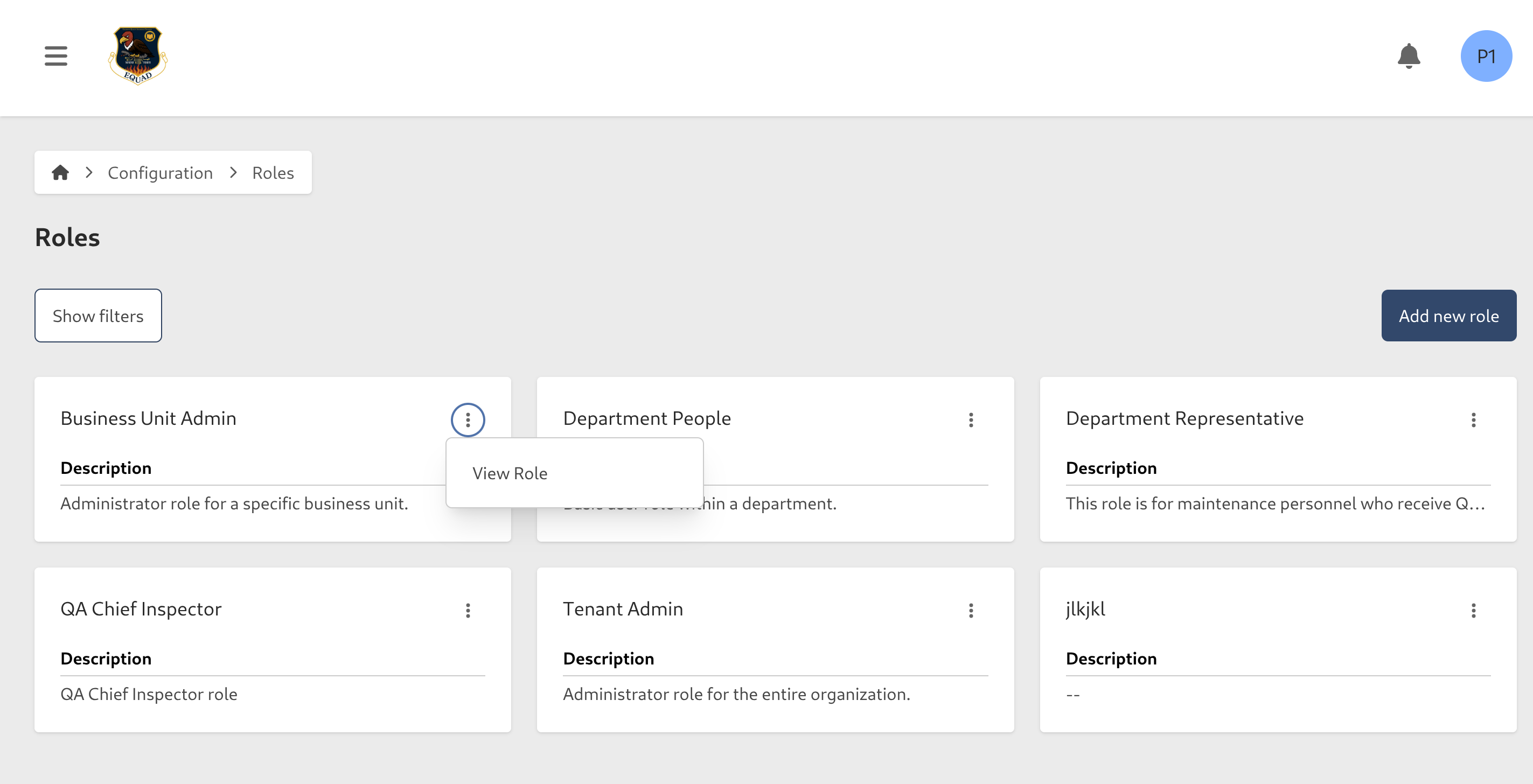 Role Contextual Menu