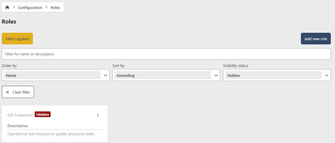 Role Filter Controls