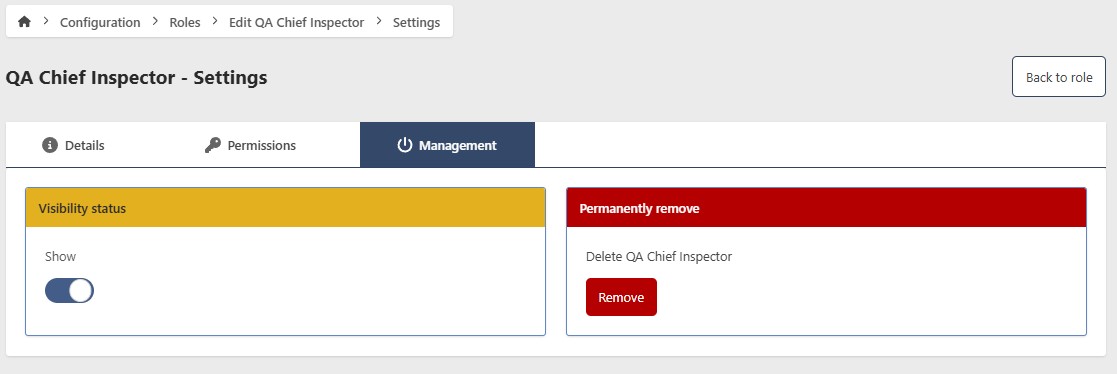 Role Management Page
