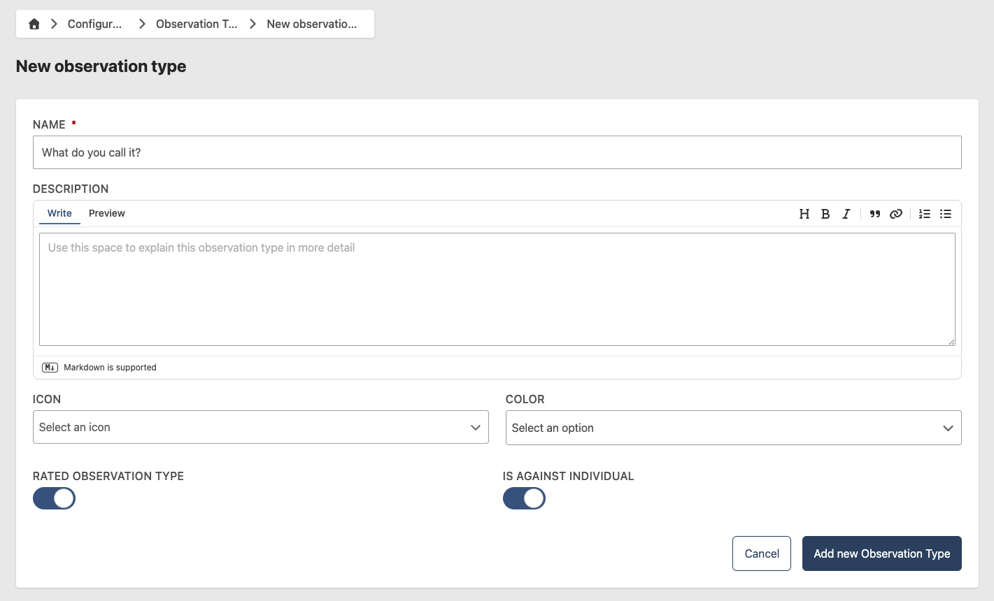 Add observation form