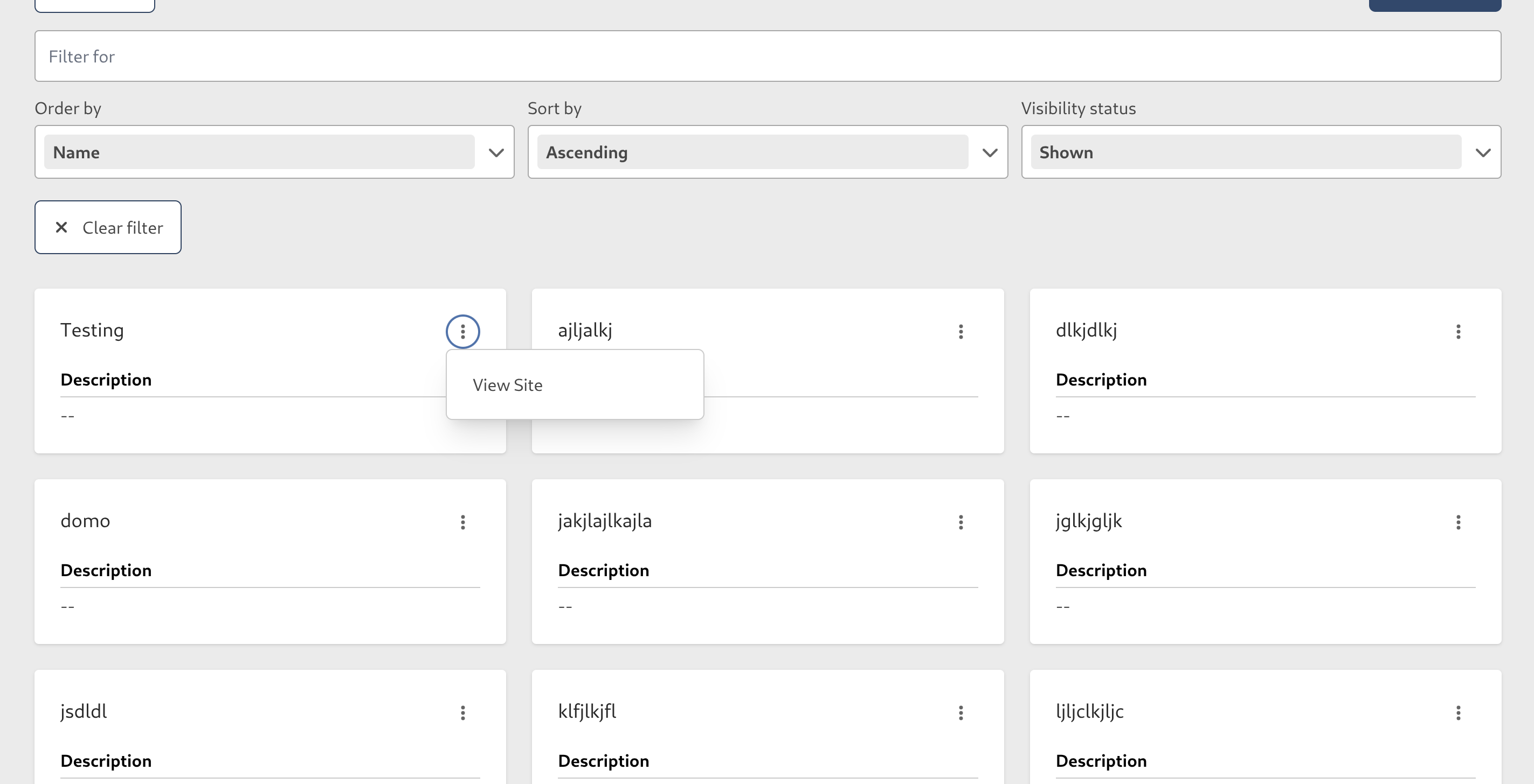 Site Contextual Menu