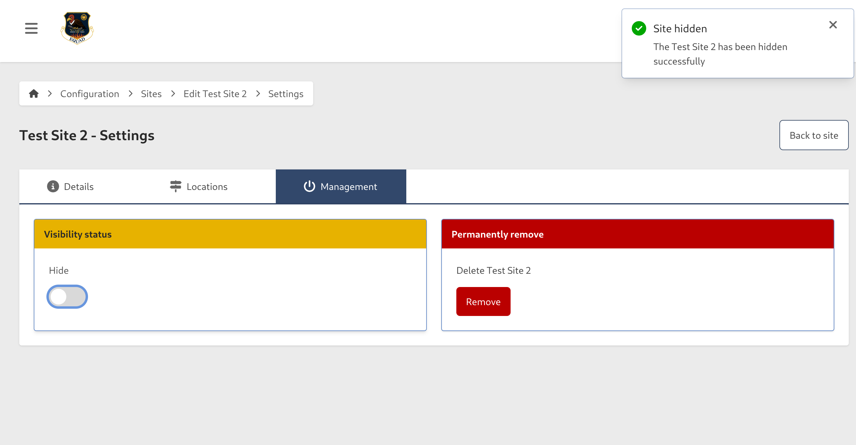 Site Disable Temporarily