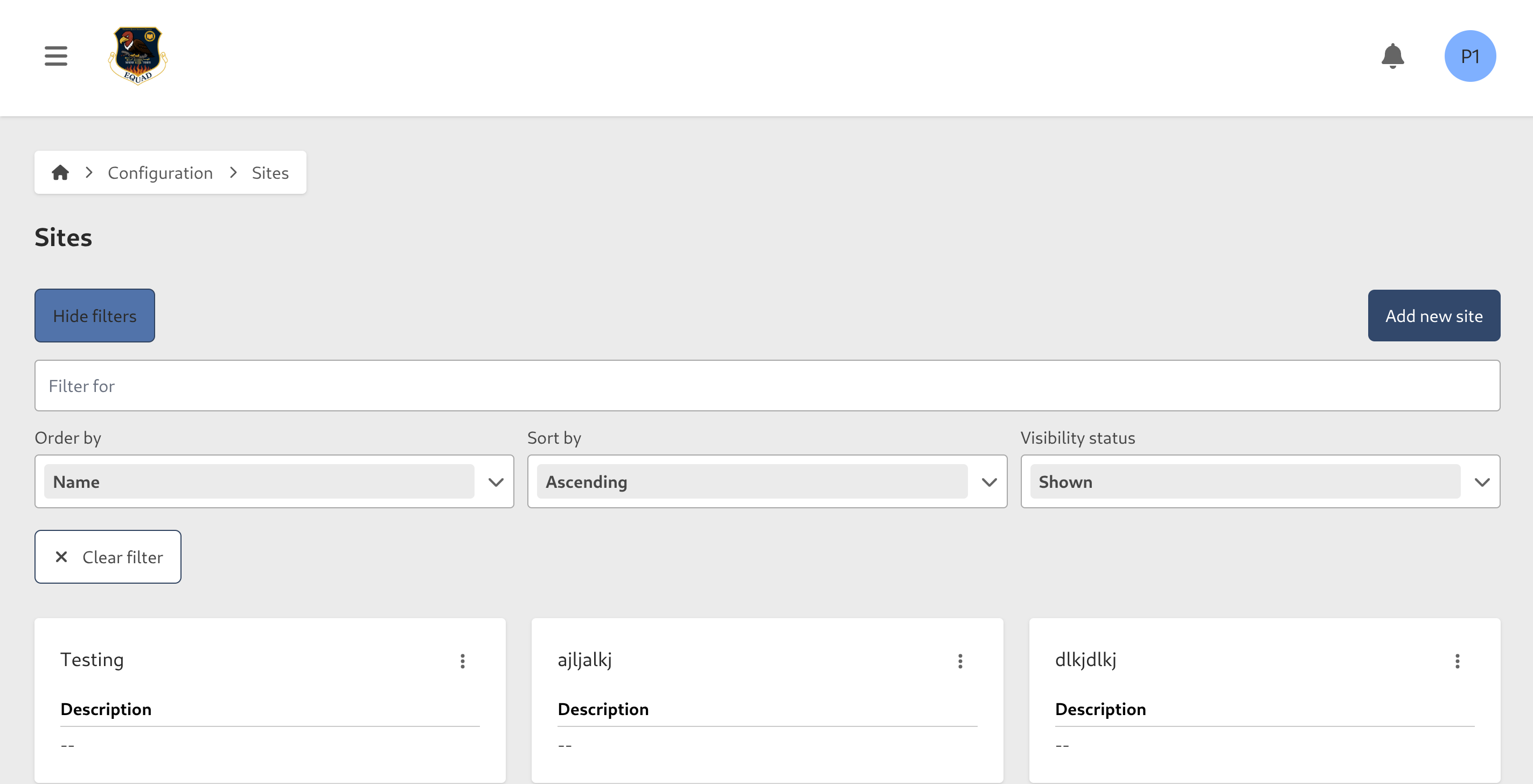 Site Filter Controls