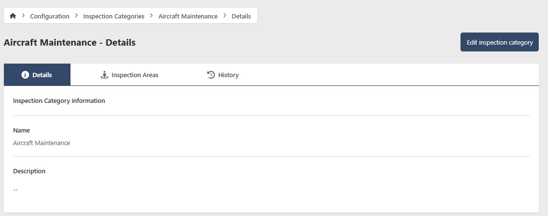 Inspection Category Details Page