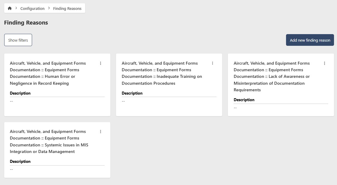 Finding Reason Listing