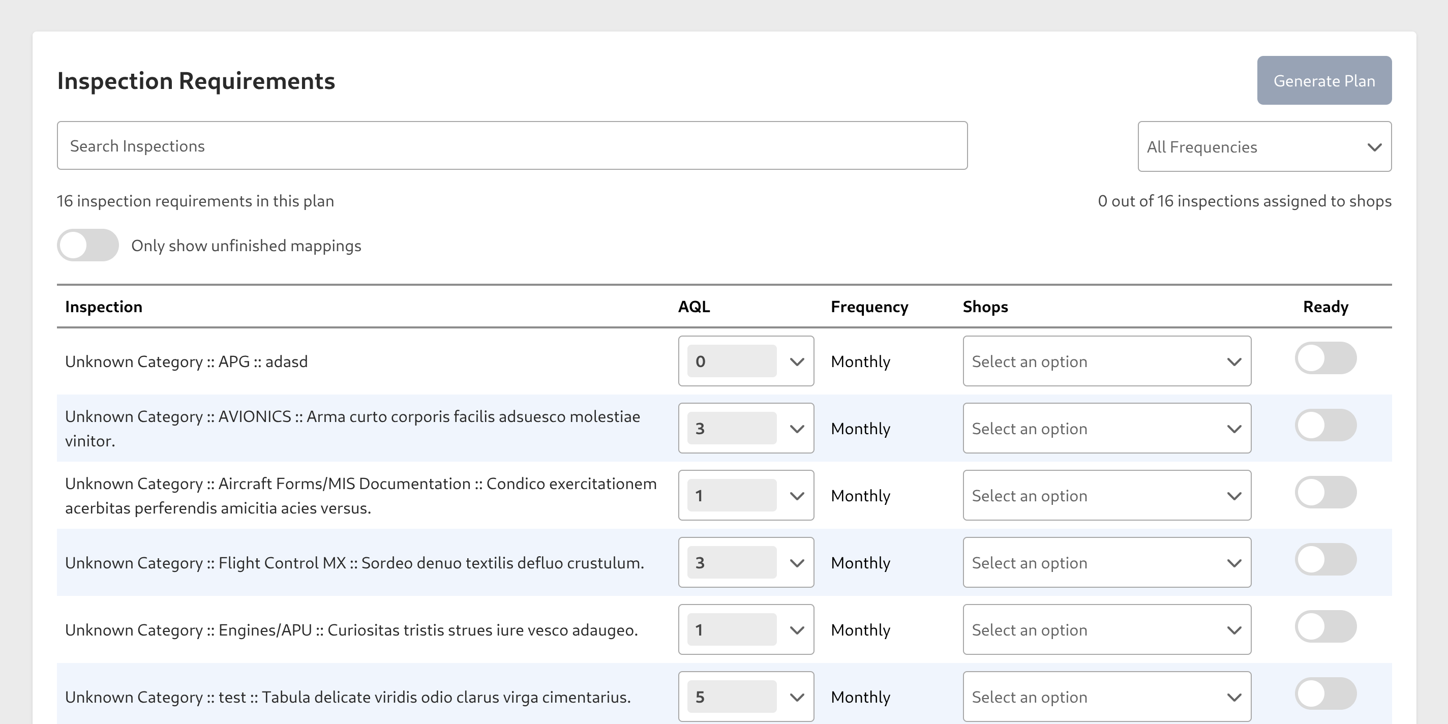 Inspection Requirements