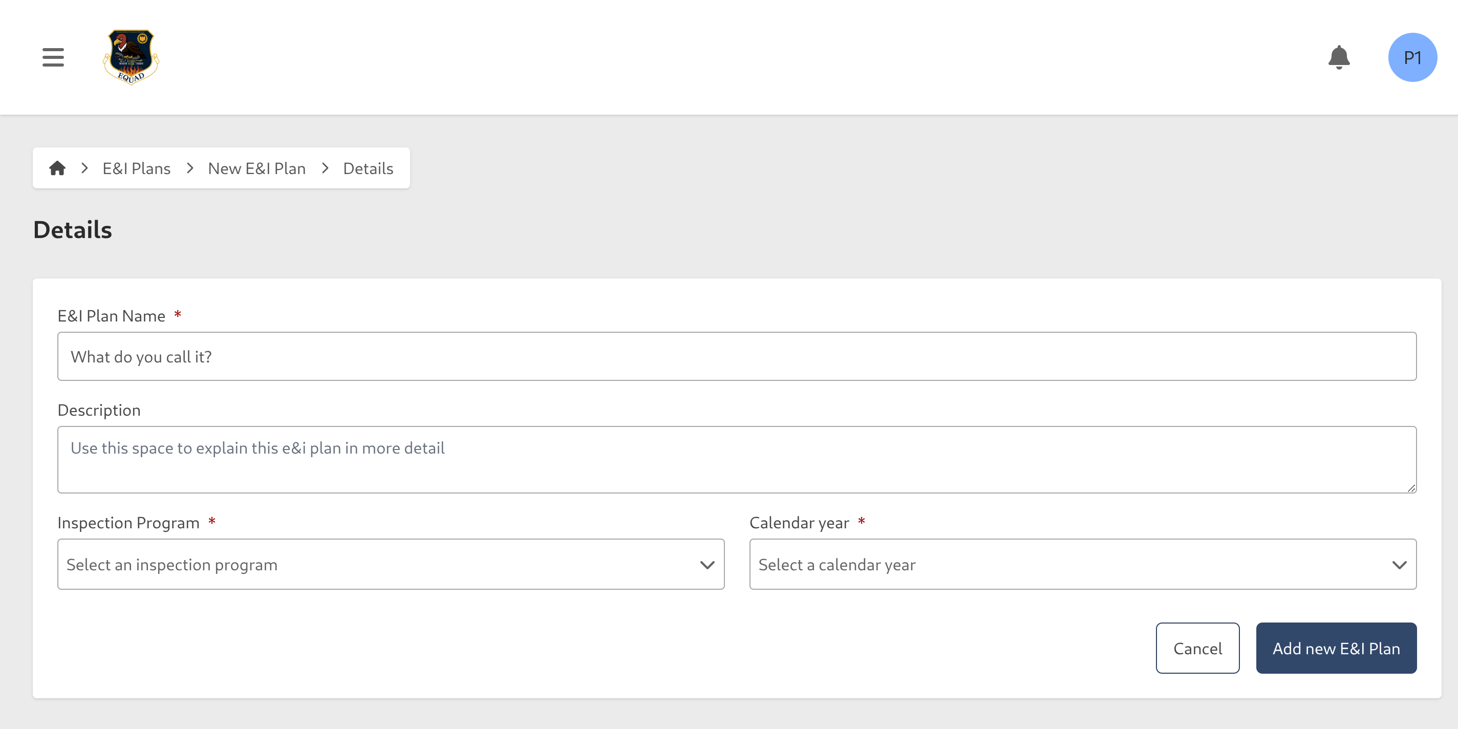 Inspection Plan Form