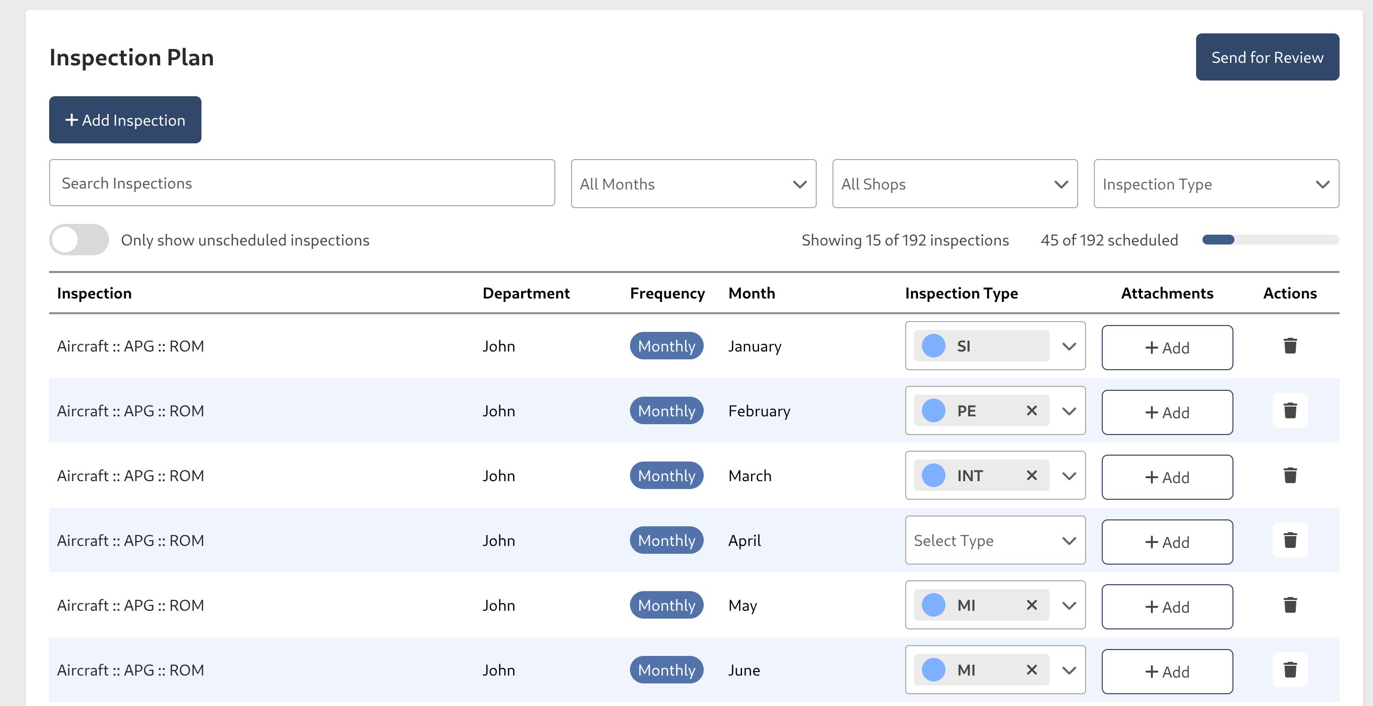 Inspection Task step