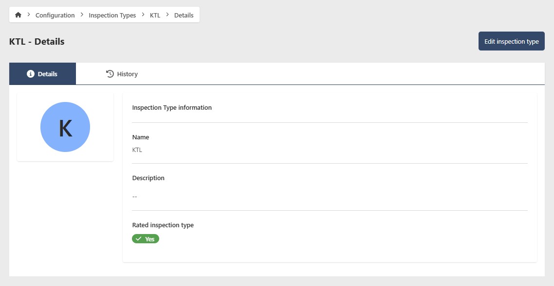 Inspection Type Details Page