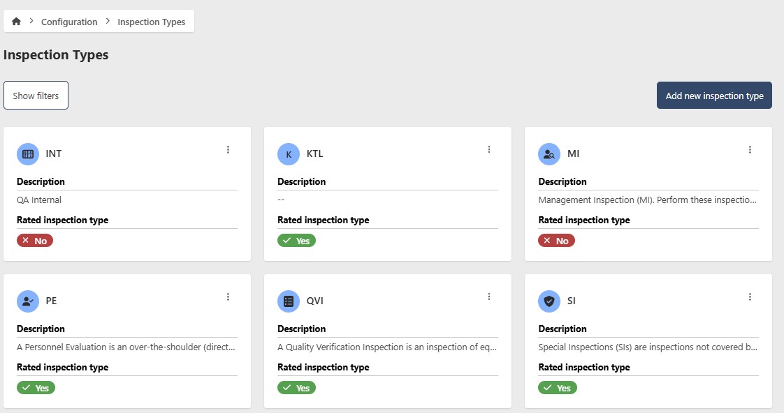 Inspection Type Listing