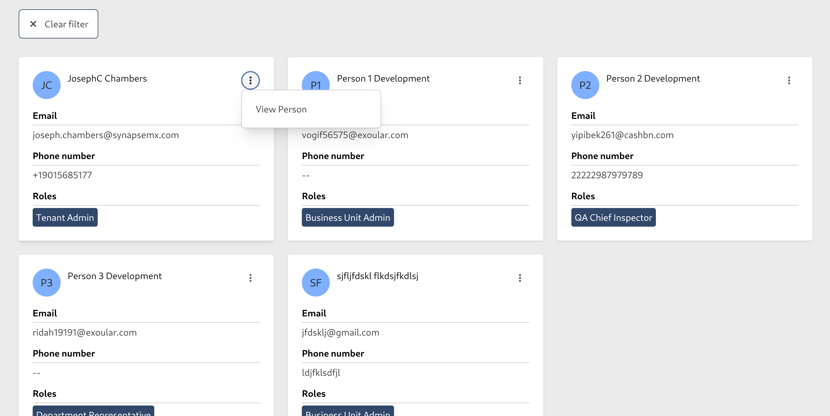 Person Contextual Menu
