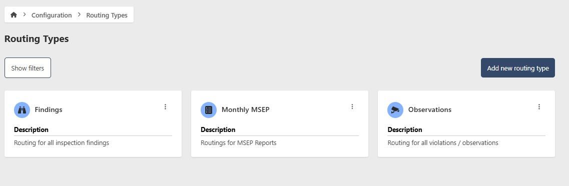 Routing Type Listing