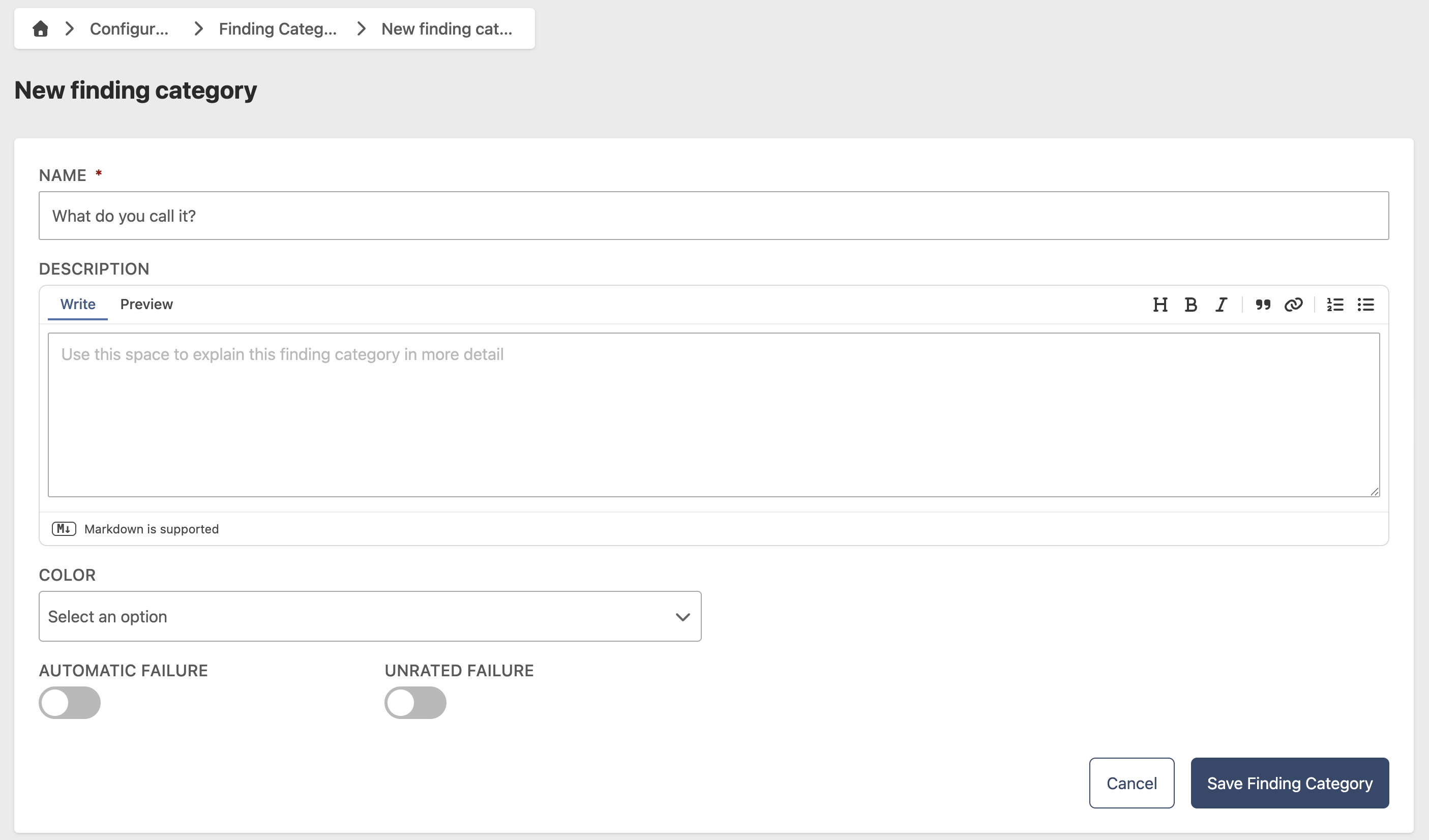 Finding Category creation page