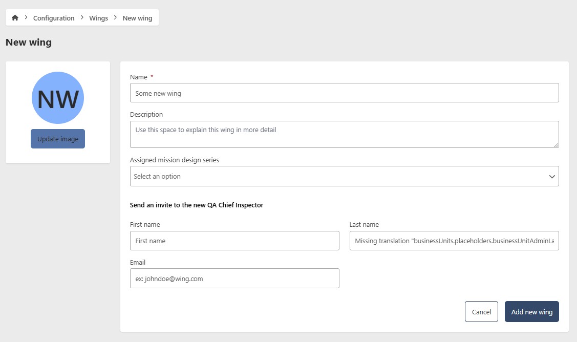 Organization Creation Page