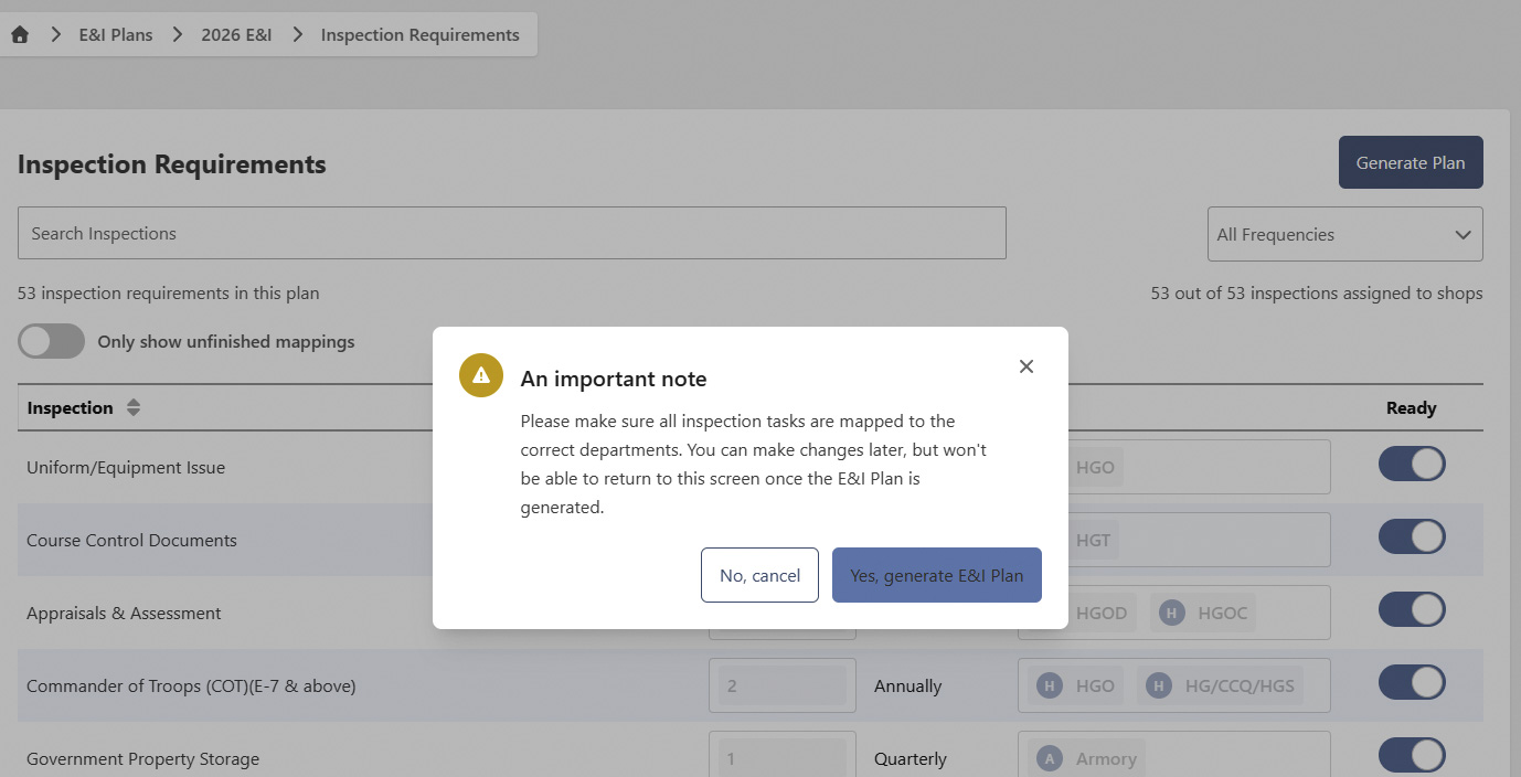 Generate plan button