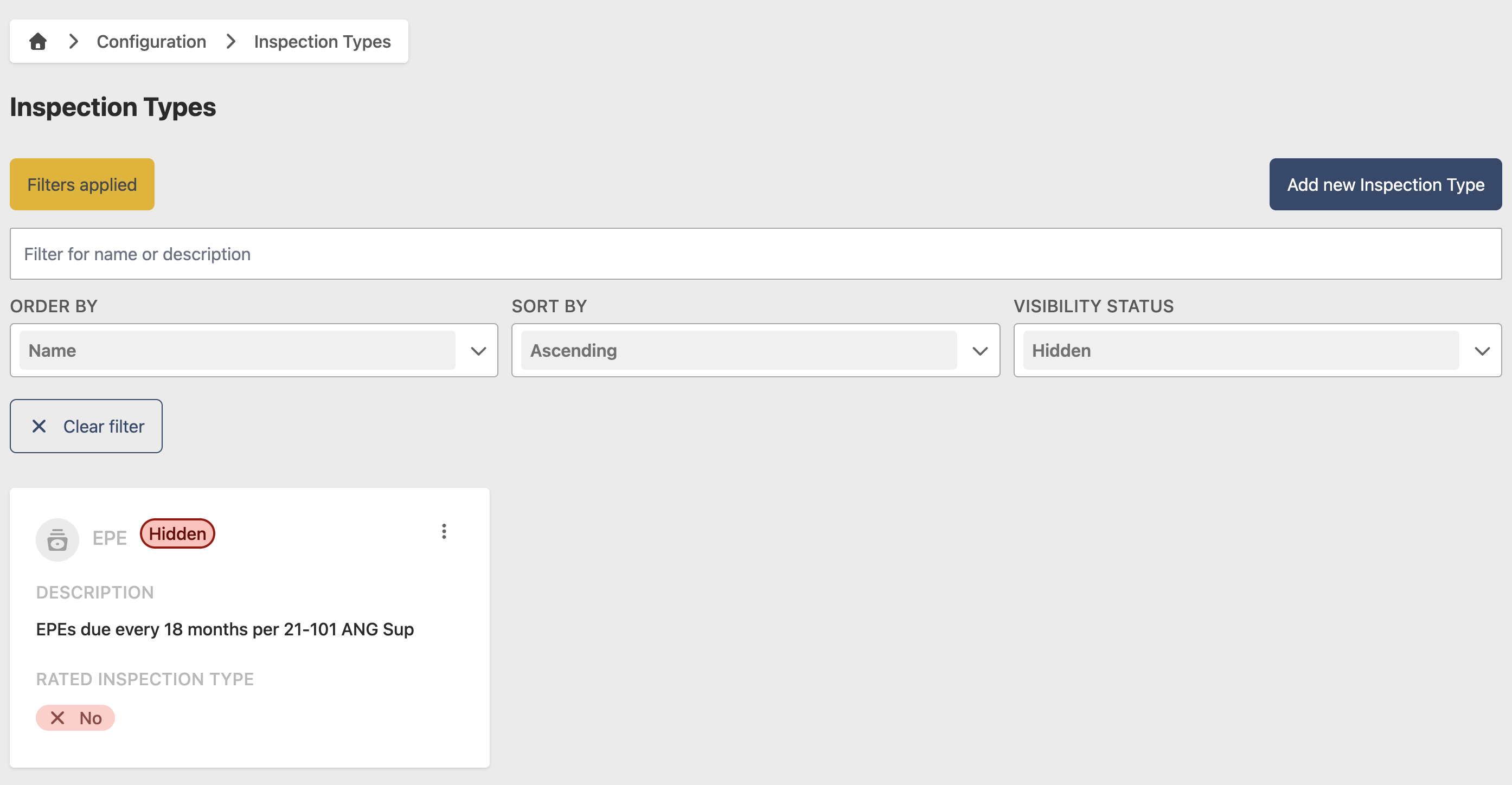 Hidden status filter