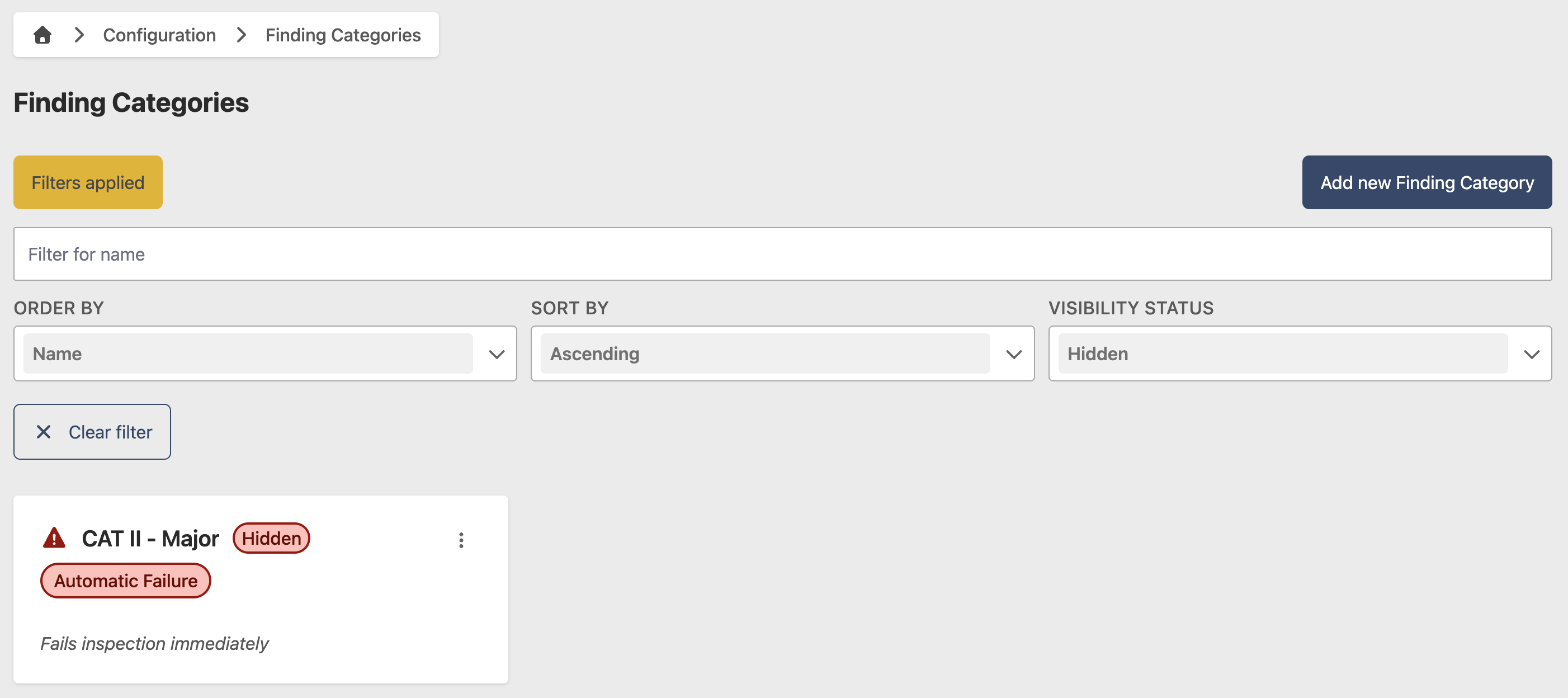 Hidden status filter