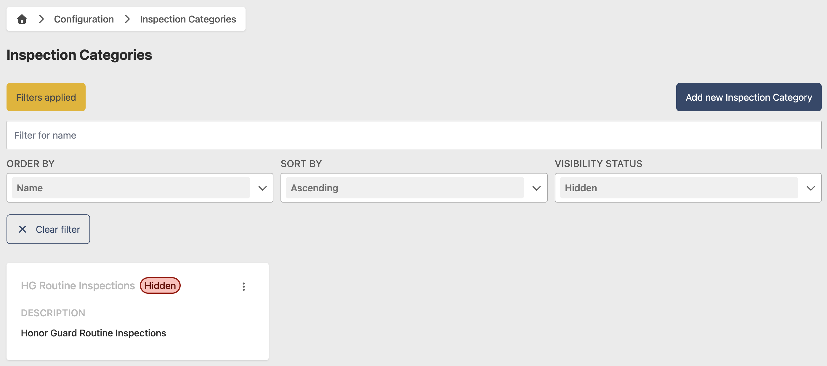Hidden status filter