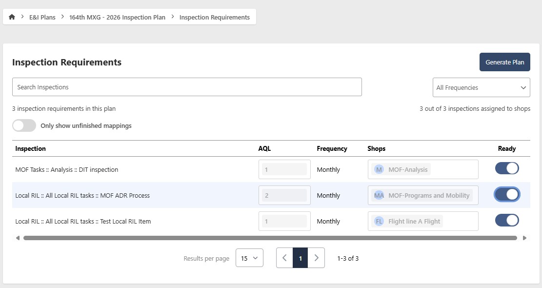 Generate plan button