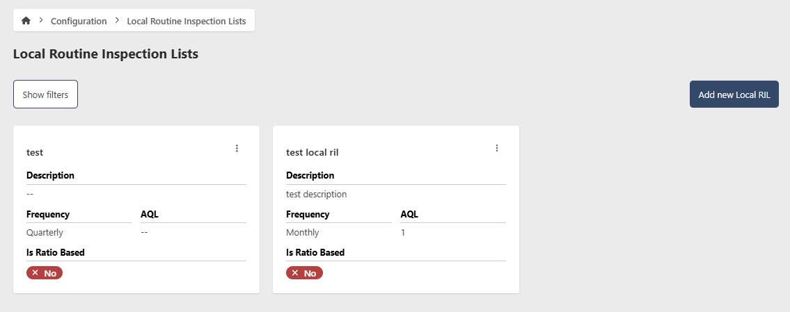 Local RIL configuration page