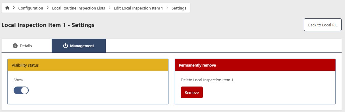 Local RIL management tab
