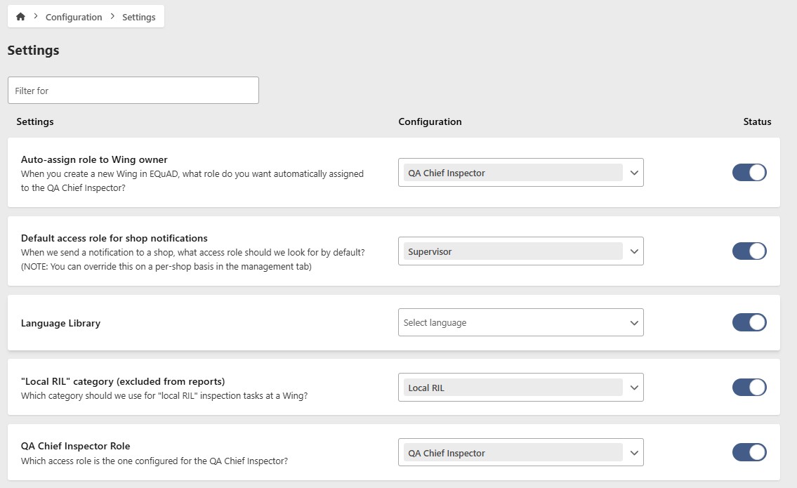 Platform Settings